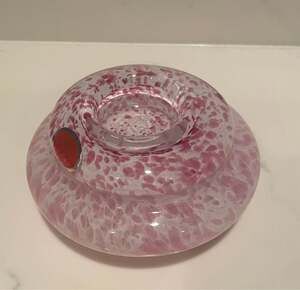 Vintage Lavorazione Murano Pink & White Art Glass Swirl Tea Light Candle Holders